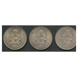 (2.18 ozt TW) 3- Bermuda One Crowns .500 Silver