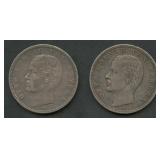 (1.78 ozt TW) 2- Germany 5 Marks .900 Silver