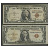 2- 1935A $1 Silver Certificates Hawaii FR-2300