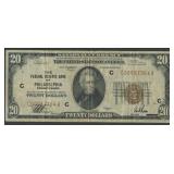 1929 $20 Fed Reserve Bank Note Philly FR-1870C