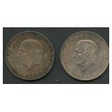 (1.85 ozt TW) 2- 1956 Mexico 10 Pesos .900 Silver