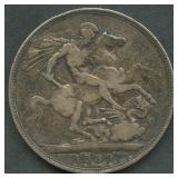 Great Britain 1889 1 Crown .925 Silver, 28.3 grams