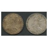 (1.80 ozt TW) 2- Austria 1780 1 Thaler .833 Silver