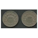 1882 and 1883 Shield Nickels