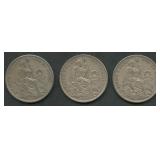 (3.18 ozt TW) 4- Peru 1 Sol Coins .500 Silver