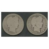 1901-O and 1909-O Liberty Head Barber Quarters