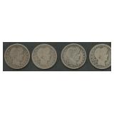 4- Mixed Liberty Head Barber Quarters