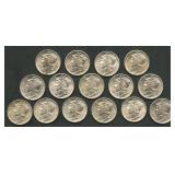 15- Mixed 1940's Mercury Head Dimes AU/BU