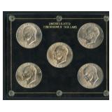 Uncirculated Eisenhower Dollars Set in Display
