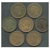 7- Mixed 1850's Braided Hair Large Cents