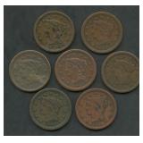 7- Mixed 1850's Braided Hair Large Cents