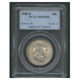 1948-D Franklin Half Dollar PCGS MS65 FBL