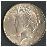 1923 Peace Silver Dollar Srrike Through By Eye