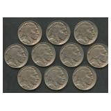 10- Mixed Buffalo Nickels 1928-37 Better Grade