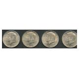 4- 1964 .900 Silver Kennedy Half Dollars