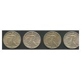 4- 1941 Walking Liberty Half Dollars