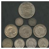 (2.55 ozt TW) 10- Mixed Foreign Coins .800 Silver