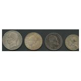 (2.35 ozt TW) 4- Mixed Foreign Coins .900 Silver