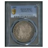1885 Morgan Silver Dollar PCGS MS 63