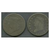 2- 1810 Classic Head Large Cents