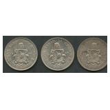 (2.18 ozt TW) 3- Bermuda 1964 1 Cr .500 Silver