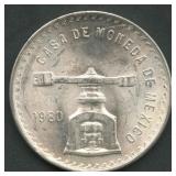 (1.08 ozt TW) Mexico 1980 Peso .925 Silver