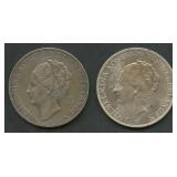 (1.60 ozt TW) 2- Netherlands 2.5 Guld .720 Silver
