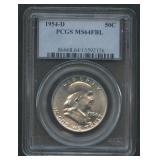 1954-D Franklin Hlaf Dollar PCGS MS64 FBL