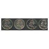 4- Mixed Proof Franklin Half Dollars