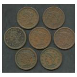 7- Mixed 1850's Braided Hair Large Cents