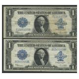 2- 1923 $1 Silver Certificates Blue Seal FR-237