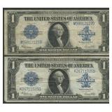 2- 1923 $1 Silver Certificates Blue Seal FR-237
