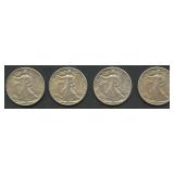 4- 1941 Walking Liberty Half Dollars