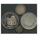 (2.19 ozt TW) 4- Mixed Foreign Coins .925 Silver