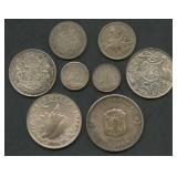 (2.53 ozt TW) 8- Mixed Foreign Coins .800 Silver