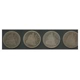 4- Mixed Seated Liberty Dimes