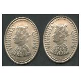 (20 g TW) 2- Queen Victoria .999 Silver Rounds