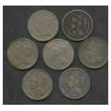 7- Mixed Three Cent Nickels