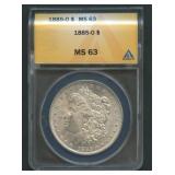 1885-O Morgan Silver Dollar ANACS MS63