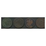 4- Mixed Draped Bust & Coronet Large Cents