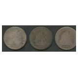 3- Mixed Seated Liberty Quarters