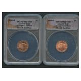 2- 2009-P Lincoln Cents ANACS MS 67 RD