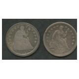 1853 and 1855-O SeatedLiberty Half Dimes