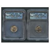 2005-P and 2005-D Roosevelt Dimes ICG SP69