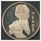 Heads/Tails Nudie Adult .999 Silver Round 1 ozt
