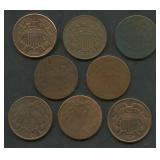 8- Mixed Two Cent Pieces 1864-1870