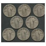 8- Mixed Standing Liberty Quarters 1925-1928