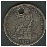 1878-S Trade Silver Dollar Holed