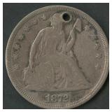 1872 Seated Liberty Dollar Holed