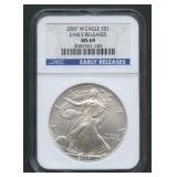 2007-W ASE Silver Eagle NGC MS69